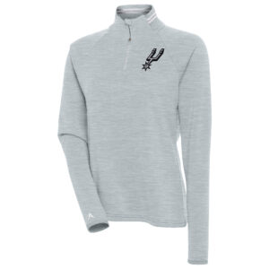 Women's Antigua  Heather Gray San Antonio Spurs Milo Quarter-Zip Pullover Top