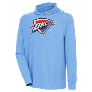 Men's Antigua  Powder Blue Oklahoma City Thunder Saga Long Sleeve Hoodie T-Shirt