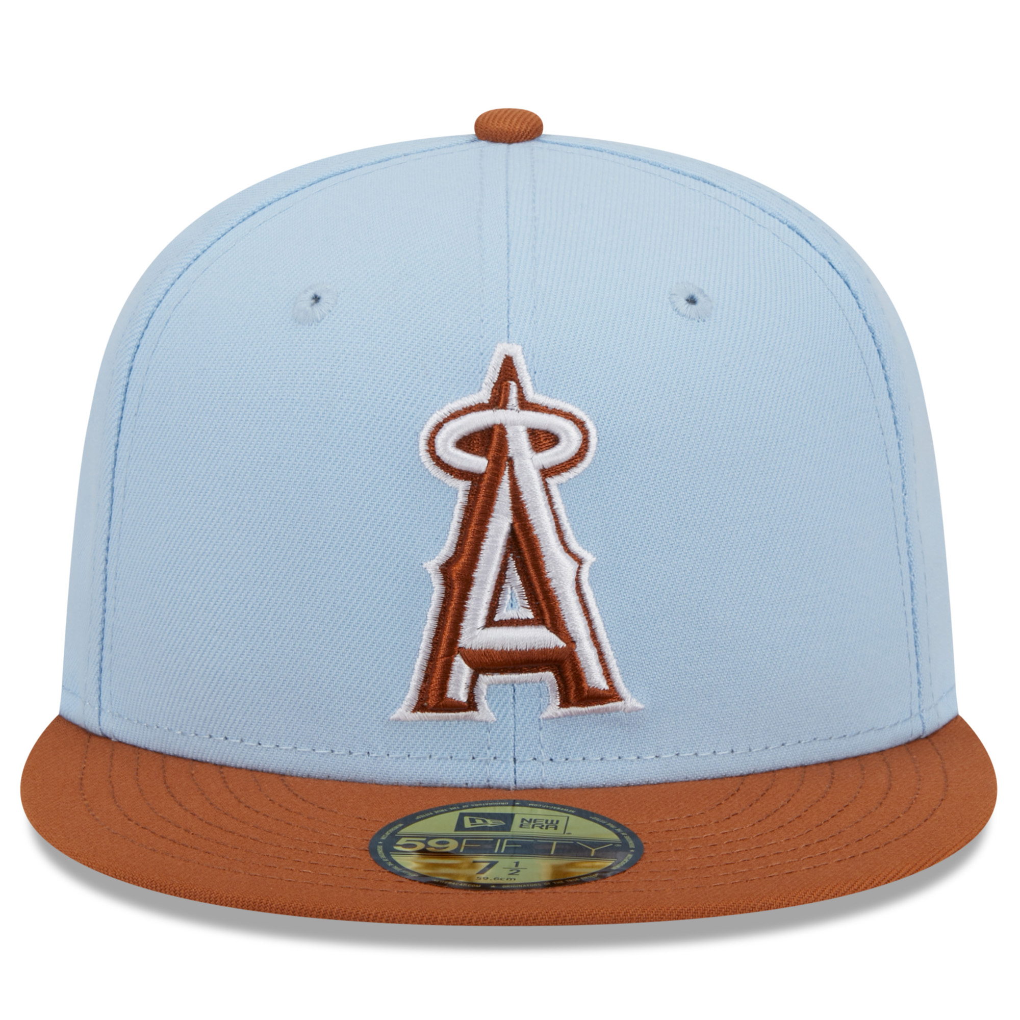Men's New Era Light Blue/Brown Los Angeles Angels Spring Color Basic Two-Tone 59FIFTY Fitted Hat - Image 3