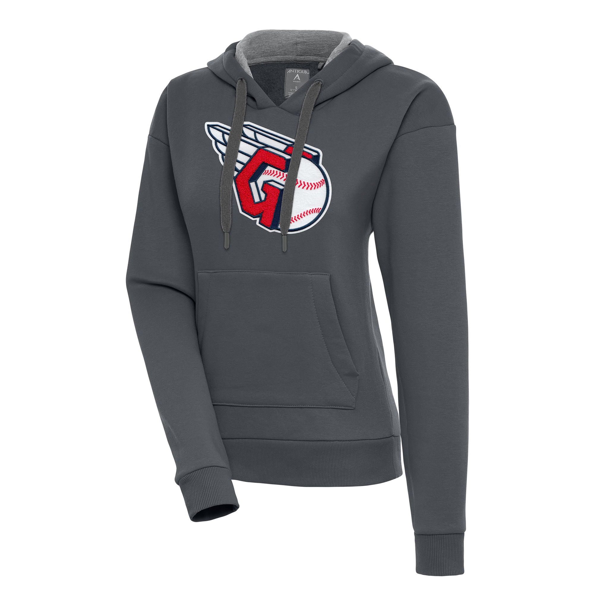 Women's Antigua Charcoal Cleveland Guardians Victory Pullover Hoodie