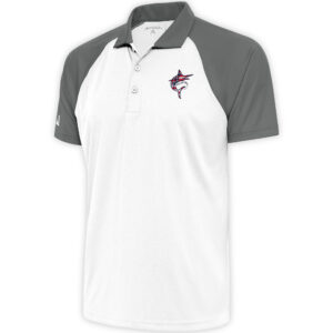 Men's Antigua  White/Steel Miami Marlins Patriotic Nova Polo