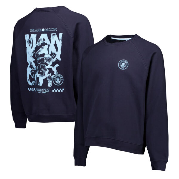 Men's Navy Manchester City Oversized Raglan Pullover Sweatshirt