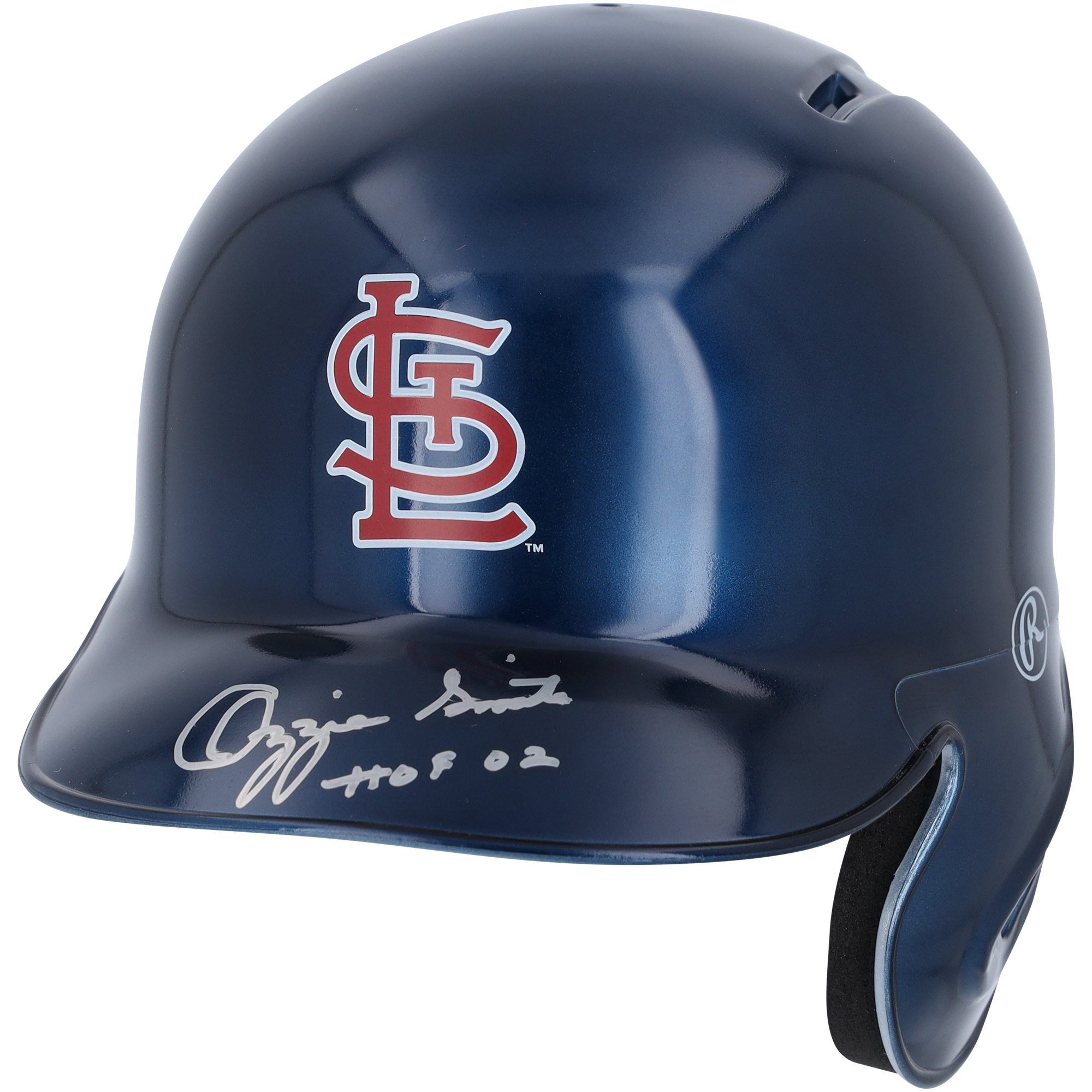 Ozzie Smith St. Louis Cardinals Autographed Alternate Chrome Rawlings Mini Batting Helmet with "HOF 02" Inscription - Fanatics Exclusive
