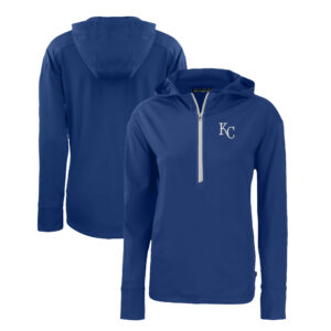 Women's Cutter & Buck  Royal Kansas City Royals Daybreak Eco Recycled Half-Zip Hoodie