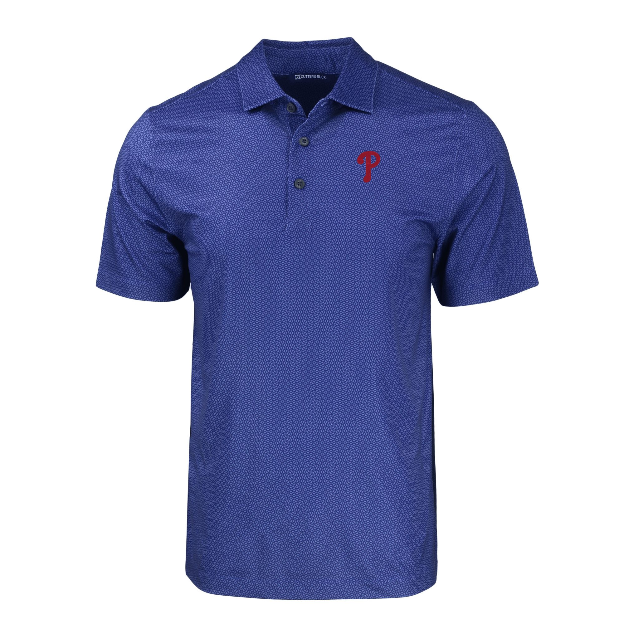 Men's Cutter & Buck Royal Philadelphia Phillies Big & Tall Pike Eco Tonal Geo Print Stretch Recycled Polo - Image 3