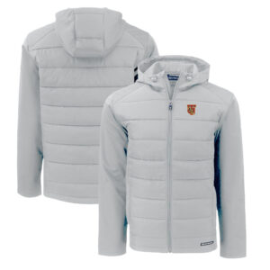 Men's Cutter & Buck  Gray Tuskegee Golden Tigers Evoke Hybrid Eco Softshell Recycled Full-Zip Hoodie