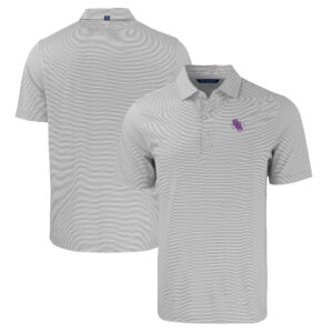 Men's Cutter & Buck  Gray/White Stephen F Austin Lumberjacks Forge Eco Double Stripe Stretch Recycled Polo
