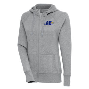 Women's Antigua  Heather Gray Los Angeles Rams Victory Full-Zip Hoodie