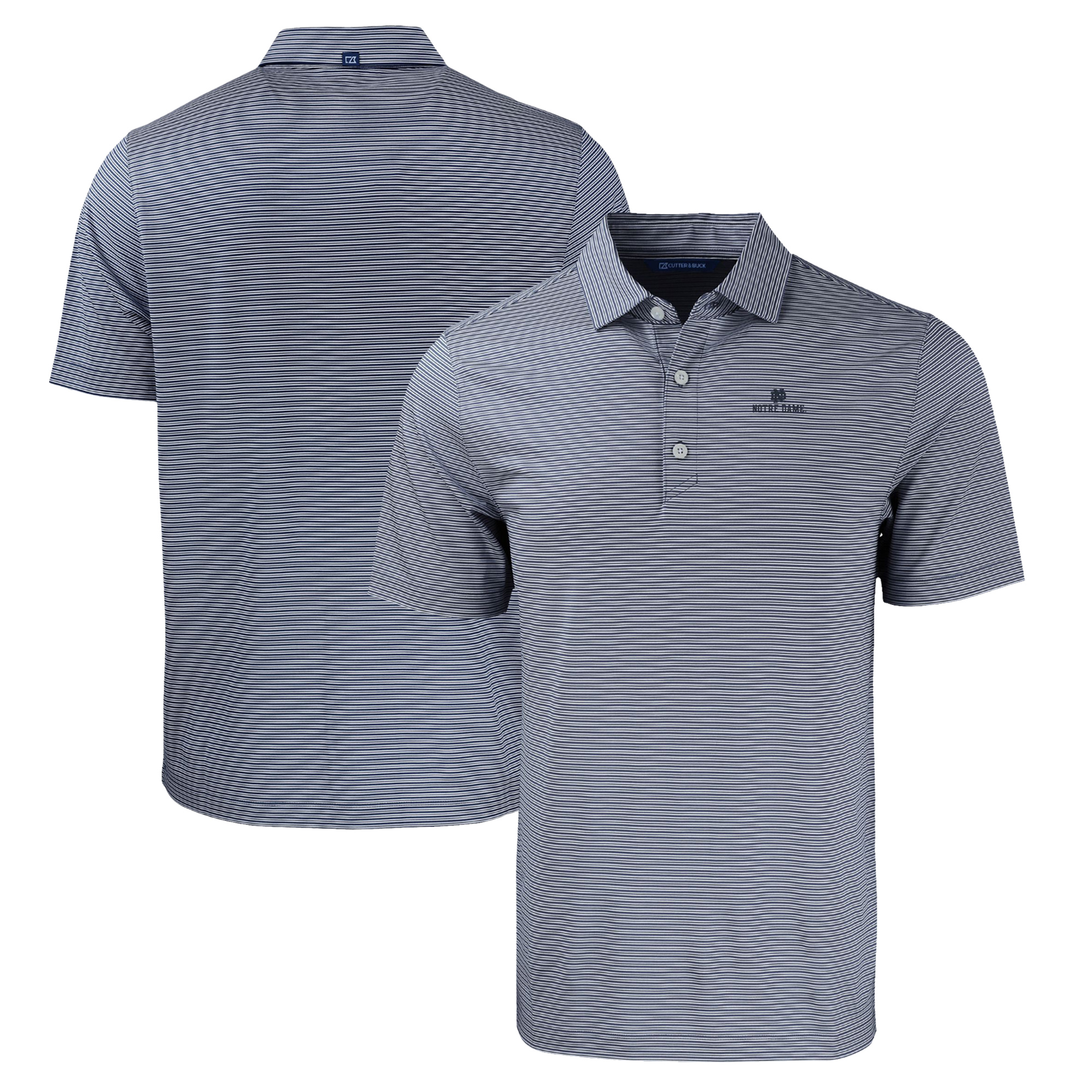 Men's Cutter & Buck Navy/White Notre Dame Fighting Irish Big & Tall Forge Eco Double Stripe Stretch Recycled Polo