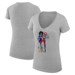 Women's G-III 4Her by Carl Banks Heather Gray New York Giants Football Girls Graphic V-Neck Fitted T-Shirt