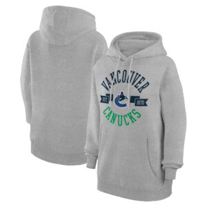 Women's G-III 4Her by Carl Banks Heather Gray Vancouver Canucks City Graphic Fleece Pullover Hoodie