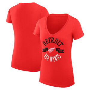 Women's G-III 4Her by Carl Banks Red Detroit Red Wings City Graphic V-Neck Fitted T-Shirt