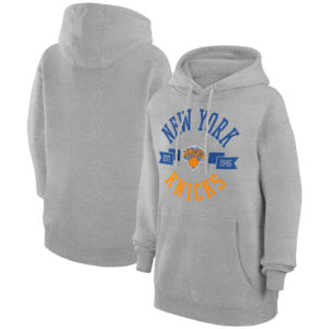 Women's G-III 4Her by Carl Banks  Heather Gray New York Knicks City Pullover Hoodie