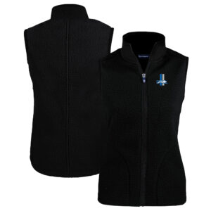 Women's Cutter & Buck Black Detroit Lions Throwback Cascade Eco Sherpa Fleece Vest