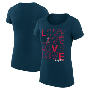 Women's G-III 4Her by Carl Banks Navy Los Angeles Angels Love Graphic Team Fitted T-Shirt
