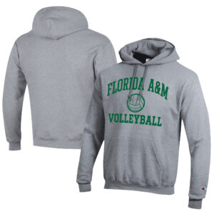 Men's Champion  Gray Florida A&M Rattlers Icon Logo Volleyball Eco Powerblend Pullover Hoodie