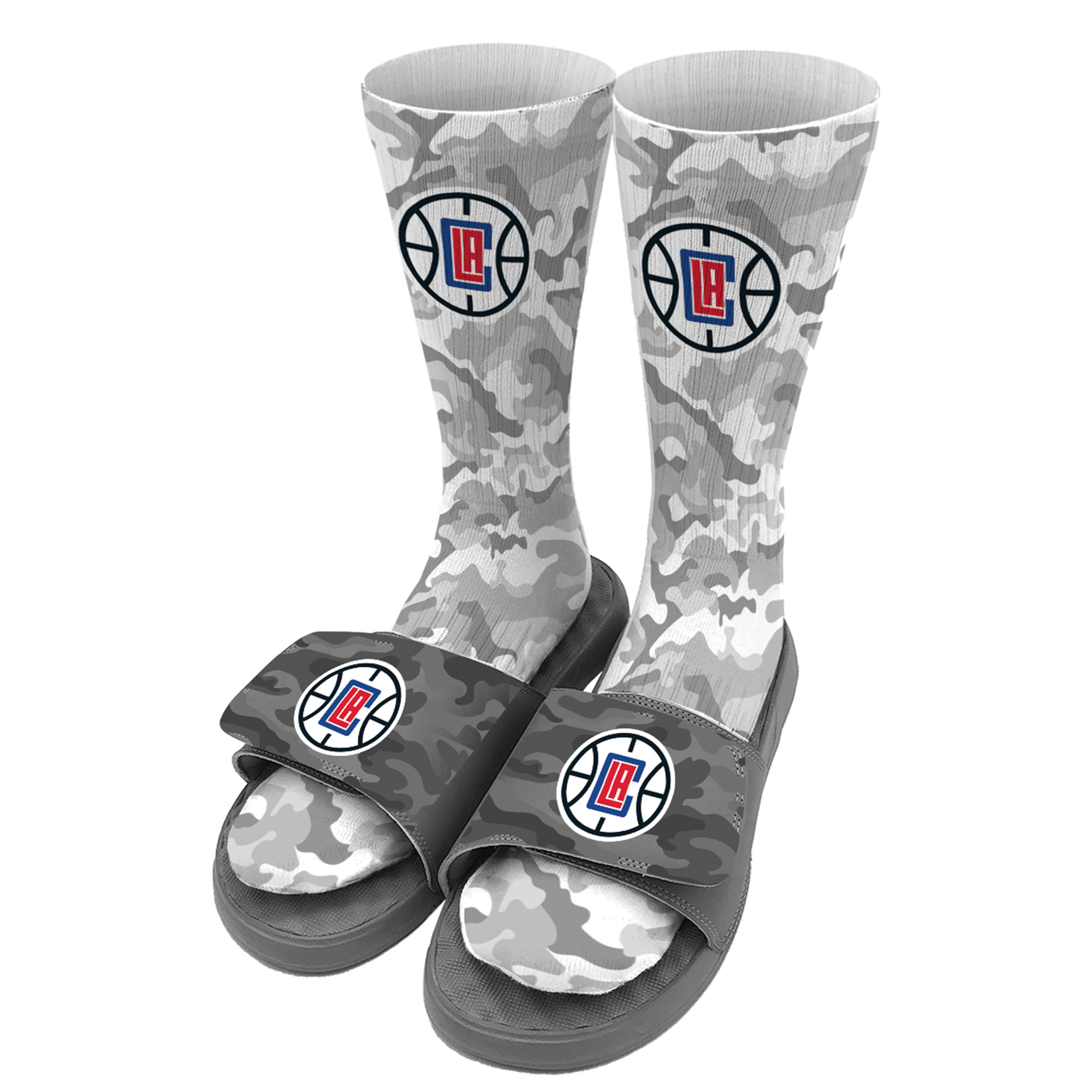 Youth ISlide Gray LA Clippers Camo Sock & Slide Bundle