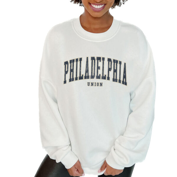 Women's Gameday Couture  White Philadelphia Union Fleece Pullover Sweatshirt