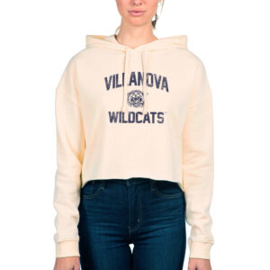 Women's Uscape Apparel Cream Villanova Wildcats Fleece Cropped Pullover Hoodie