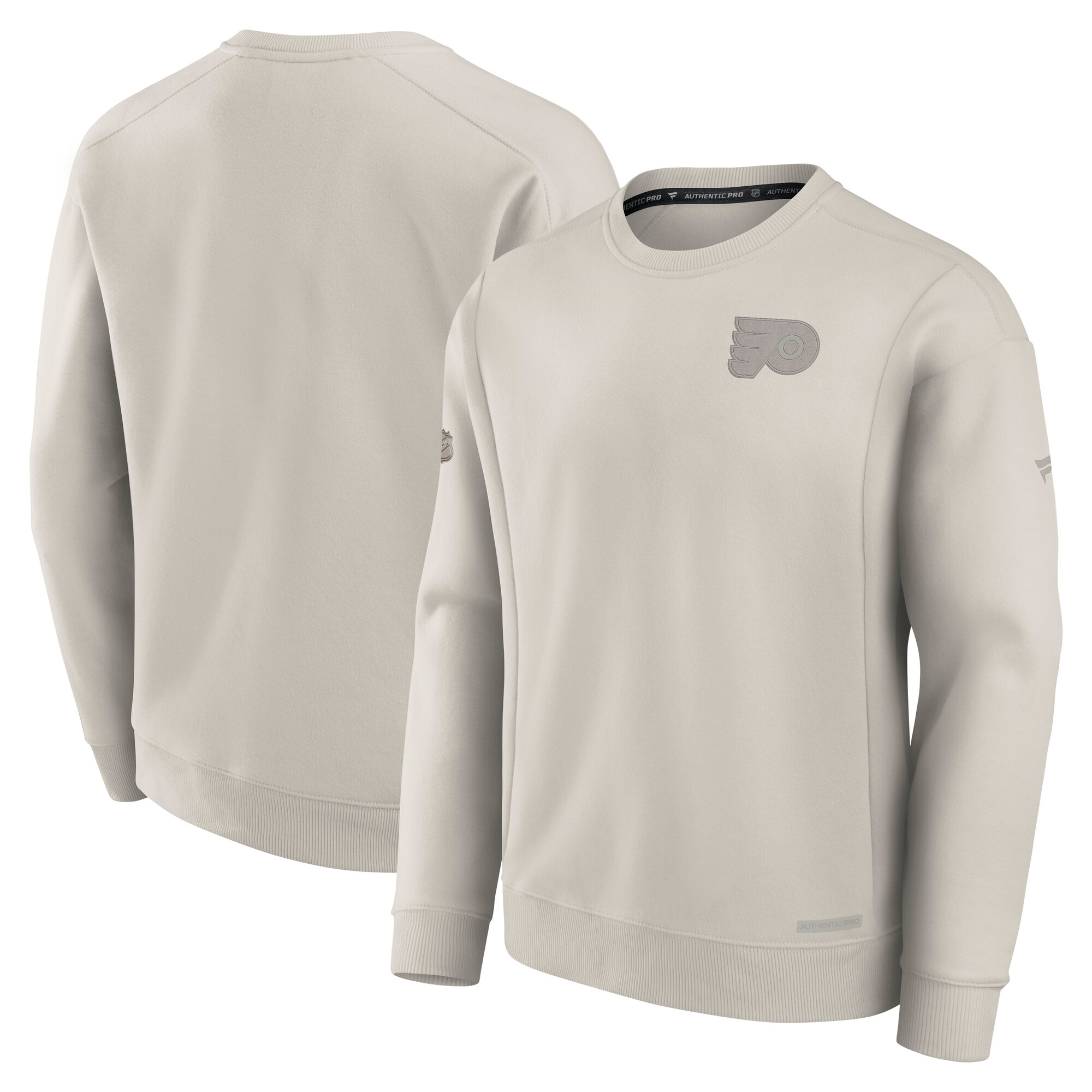 Men's Fanatics Cream Philadelphia Flyers Authentic Pro Road Fleece Pullover Sweatshirt