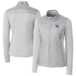 Women's Cutter & Buck  Gray Iowa Cubs Stealth DryTec Hybrid Quilted Full-Zip Windbreaker Jacket