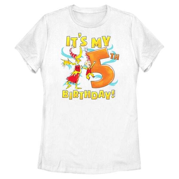 Women's Mad Engine White Dr. Seuss 5th Birthday Graphic T-Shirt