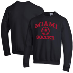Men's Champion Black Miami University RedHawks Soccer Icon Powerblend Pullover Sweatshirt