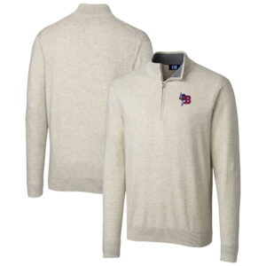 Men's Cutter & Buck Oatmeal Buffalo Bisons Lakemont Tri-Blend Quarter-Zip Pullover Sweater