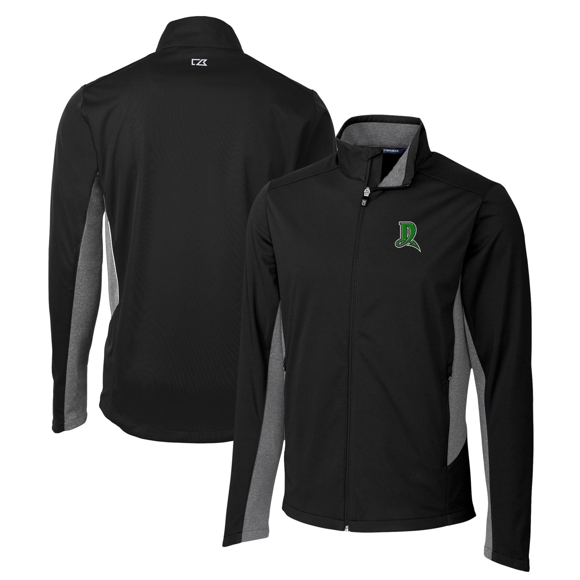 Men's Cutter & Buck Black Dayton Dragons Navigate Softshell Full-Zip Jacket