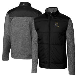 Men's Cutter & Buck Black Salt Lake Bees Big & Tall Stealth Hybrid Quilted Full-Zip Windbreaker Jacket