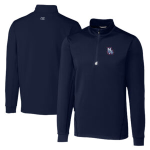 Men's Cutter & Buck  Navy New Hampshire Fisher Cats Big & Tall Traverse Stretch Quarter-Zip Top