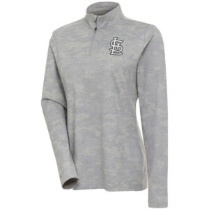 Women's Antigua  White St. Louis Cardinals Brushed Metallic Respond Quarter-Zip Pullover Top