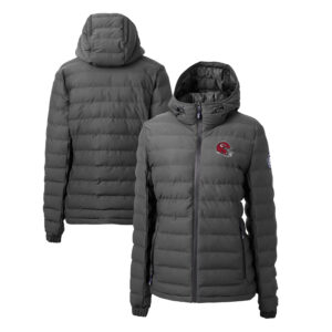 Women's Cutter & Buck Charcoal Kansas City Chiefs Helmet Logo Mission Ridge Repreve Eco Insulated Full-Zip Puffer Jacket