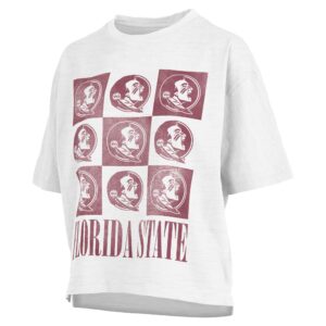 Women's Pressbox White Florida State Seminoles Motley Crew Andy Waist Length Oversized T-Shirt