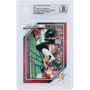 Trevor Lawrence Jacksonville Jaguars Autographed 2021 Panini Instant NFL Red #41 #42/99 Beckett Fanatics Witnessed Authenticated Rookie Card