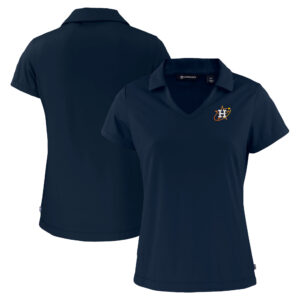 Women's Cutter & Buck  Navy Houston Astros City Connect Daybreak Eco Recycled V-Neck Polo