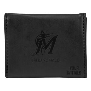 Black Miami Marlins Personalized Trifold Wallet