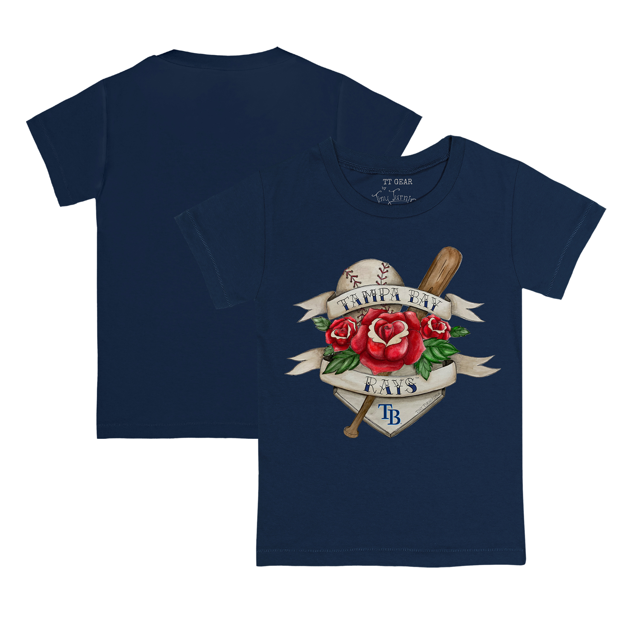 Infant Tiny Turnip Navy Tampa Bay Rays Tattoo Rose T-Shirt - Image 5