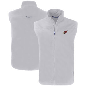 Men's Cutter & Buck Gray Arizona Cardinals Primary Mark Big & Tall Charter Eco Full-Zip Vest