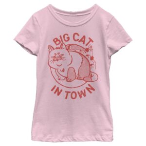 Girl's Mad Engine Pink Luca Big Cat Machiavelli Graphic T-Shirt