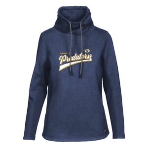 Women's Levelwear Navy Nashville Predators Loop Retro Script Pullover Top