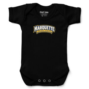 Newborn & Infant Chad & Jake Black Marquette Golden Eagles Wordmark Logo Bodysuit