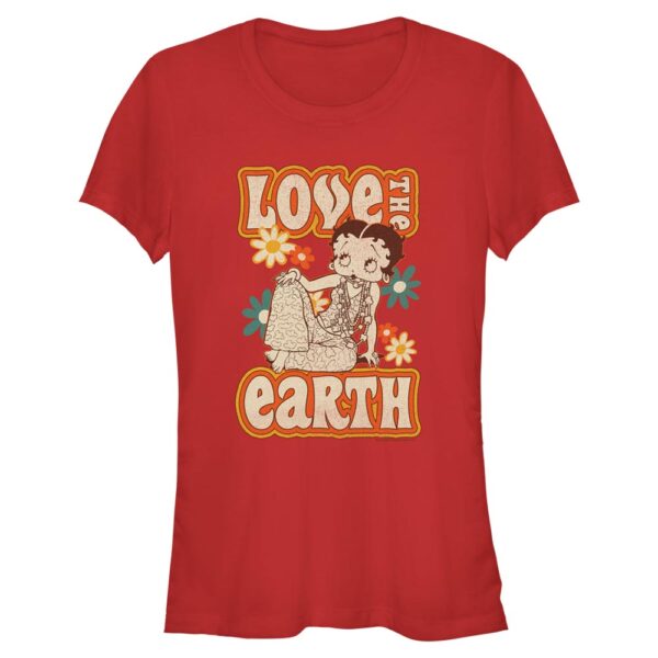 Women's Mad Engine  Red Betty Boop Love the Earth Graphic T-Shirt