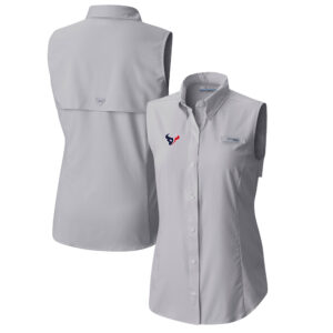 Women's Columbia  Gray Houston Texans PFG Tamiami Omni-Shade Sleeveless Button-Up Shirt