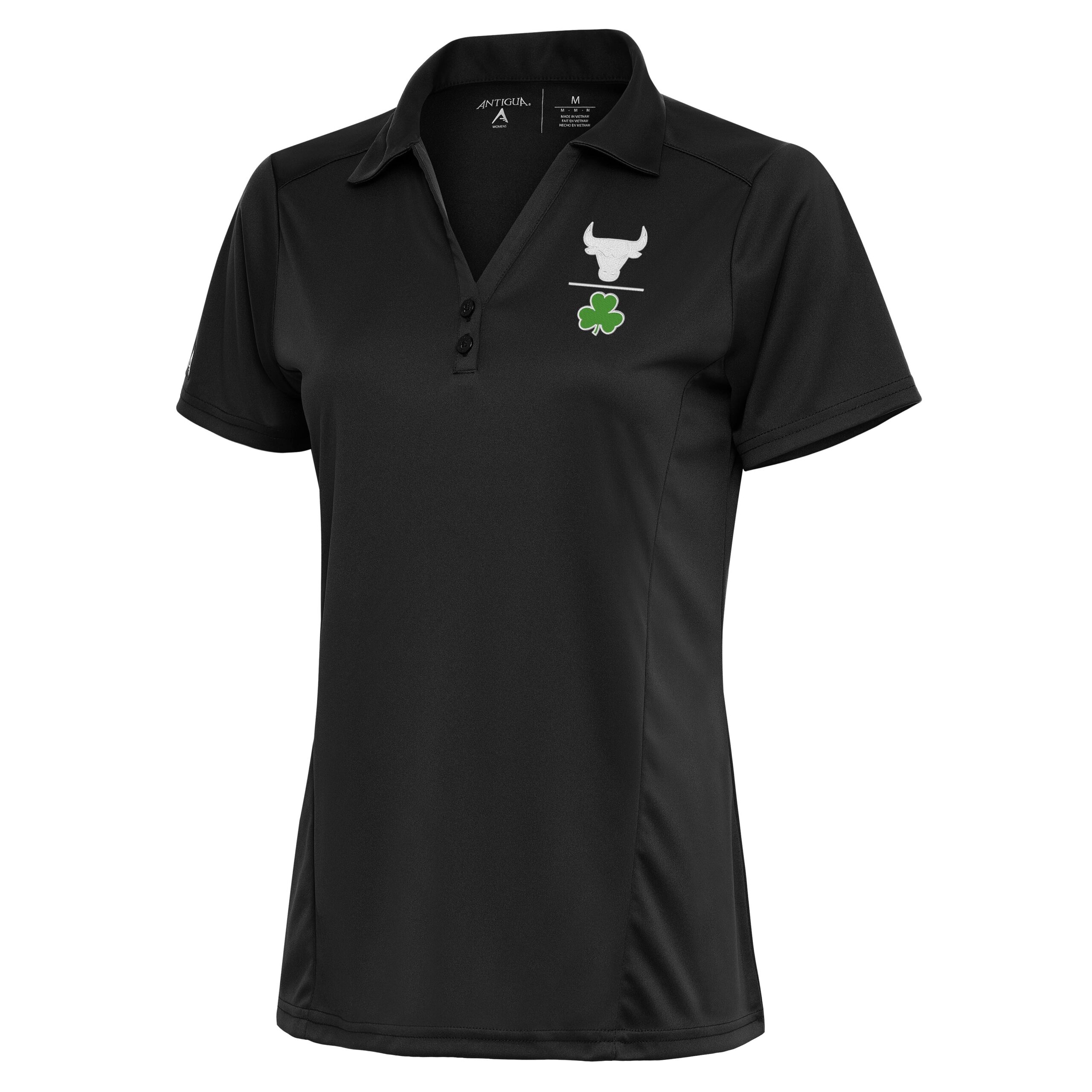 Women's Antigua Charcoal Chicago Bulls Shamrock Tribute Polo