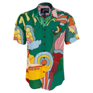 Men's Section 119 Green The Beatles Flowers Logo Button-Up Shirt