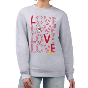 Women's G-III 4Her by Carl Banks  Heather Gray Kansas City Chiefs Lots of Love Graphic Fleece Pullover Sweatshirt