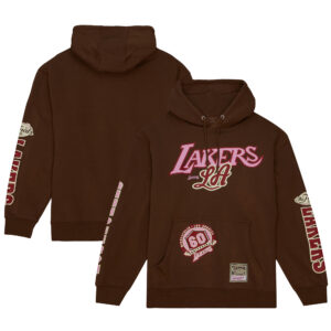 Men's Mitchell & Ness  Brown Los Angeles Lakers Hardwood Classics Sugar Bacon Pullover Hoodie