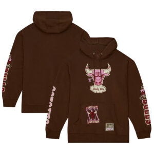 Men's Mitchell & Ness  Brown Chicago Bulls Hardwood Classics Sugar Bacon Pullover Hoodie