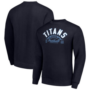 Men's Starter Navy Tennessee Titans Half Ball Team Graphic Tri-Blend Fleece Pullover Sweatshirt